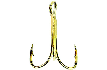Image of Eagle Claw 2x Double and Treble Hook,Curved Point,Regular Shank,Gold,A-Pack Hooks 376A-12