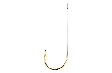 Image of Eagle Claw Aberdeen Hook,Non-Offset,Ringed Eye,Light Wire,Gold,100-Box Hooks 202-1-0