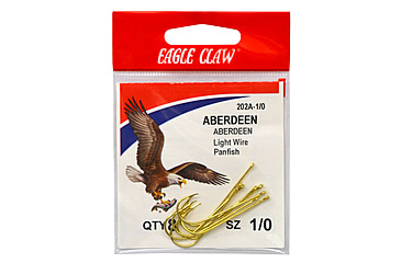 Image of Eagle Claw Aberdeen Hook,Non-Offset,Ringed Eye,Light Wire,Gold,A-Pack Hooks 202A-2
