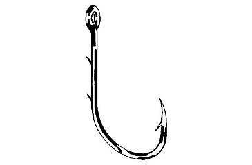 Image of Eagle Claw Baitholder Hook,Offset,Ringed Eye,2 Slices,Forged,Nickel,A-Pack Hooks 189A-1/0