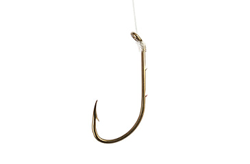 Image of Eagle Claw Baitholder Snelled Hook,Offset,Down Eye,2 Slices,Medium Wire,Mono,7in,Bronze 139H-1/0