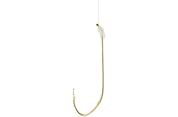 Image of Eagle Claw Pro-V Bend Aberdeen Snelled Hook, Down Eye, Gold, Size 1/0, 6 per Pack, 126H-1/0