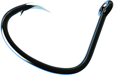Image of Eagle Claw Trokar Lancet Tournament Non-Offset Circle Hook, Forged, Wide Gap, Live Bait, Welded Eye, Black Chrome, Size 9/0, 50 per Pack, TK4TP-9/0