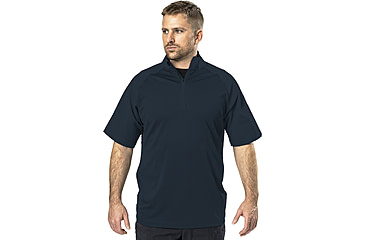 Image of Elbeco UFX Bold Short Sleeve Zip Mock Neck Patrol Shirt, Regular, Midnight Navy, 2XL, SM4109NV+2XL