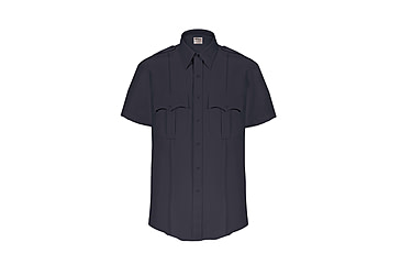 Image of Elbeco TexTrop2 Zippered Short Sleeve Polyester Shirt - Mens, 15.5 in, Navy, Z3314N-15.5