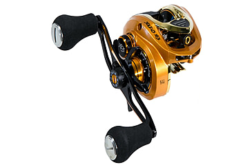 Image of Favorite Fishing Soleus XCS casting reel, Gold/Gold 8.1-1, Right, Gold/Gold, SLSG8XR