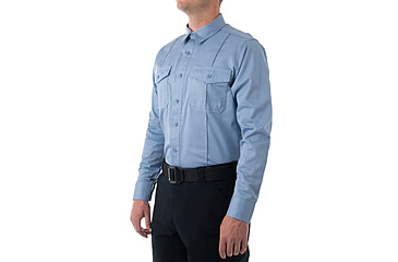 Image of First Tactical Cotton Station Long Sleeve Shirt - Men's, Short, Medium Blue, Large, 111009-781-L-S