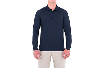 Image of First Tactical Mens Performance Ls Polo w/Pocket, Midnight Navy, Small 111503-729-S