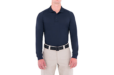 Image of First Tactical Mens Performance Ls Polo w/Pocket, Midnight Navy, Small 111503-729-S