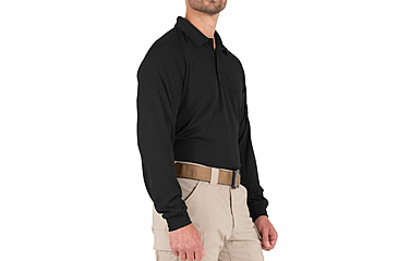 Image of First Tactical Performance Long Sleeve Polo - Mens, Black, Tall/2XL, 111503-019-XXL-T