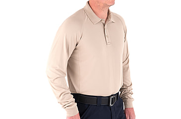 Image of First Tactical Performance Long Sleeve Polo - Mens, Khaki, Large, 111503-055-L