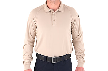 Image of First Tactical Performance Long Sleeve Polo - Mens, Khaki, Large, 111503-055-L