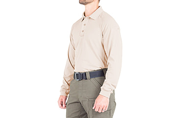 Image of First Tactical Performance Long Sleeve Polo - Men's, Tall, Khaki, 2XL, 111503-055-XXL-T