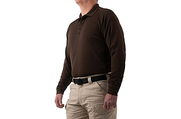 Image of First Tactical Performance Long Sleeve Polo - Mens, Kodiak Brown, Large, 111503-182-L