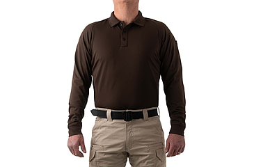 Image of First Tactical Performance Long Sleeve Polo - Mens, Kodiak Brown, Large, 111503-182-L