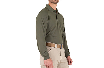 Image of First Tactical Performance Long Sleeve Polo - Mens, OD Green, Tall/2XL, 111503-830-XXL-T