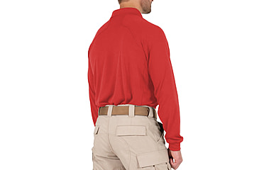 Image of First Tactical Performance Long Sleeve Polo - Mens, Red, Tall/2XL, 111503-400-XXL-T