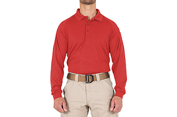 Image of First Tactical Performance Long Sleeve Polo - Mens, Red, Tall/2XL, 111503-400-XXL-T