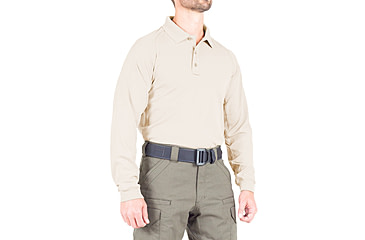 Image of First Tactical Performance Long Sleeve Polo - Mens, Silver Tan, 2XL, 111503-065-XXL