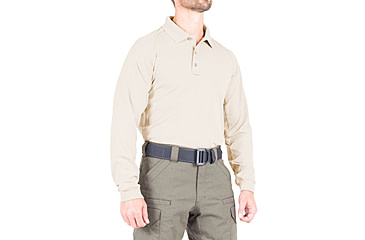 Image of First Tactical Performance Long Sleeve Polo - Mens, Silver Tan, Tall/Small, 111503-065-S-T