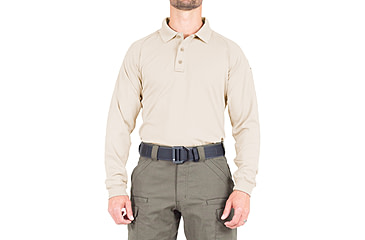 Image of First Tactical Performance Long Sleeve Polo - Mens, Silver Tan, Tall/Small, 111503-065-S-T