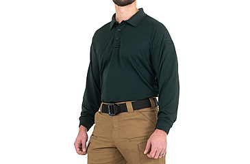 Image of First Tactical Performance Long Sleeve Polo - Men's, Tall, Spruce Green, 2XL, 111503-812-XXL-T