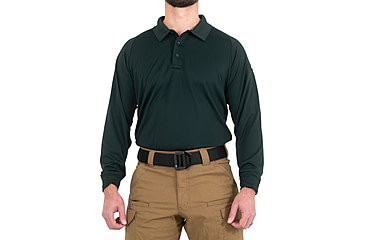 Image of First Tactical Performance Long Sleeve Polo - Mens, Spruce Green, Tall/2XL, 111503-812-XXL-T