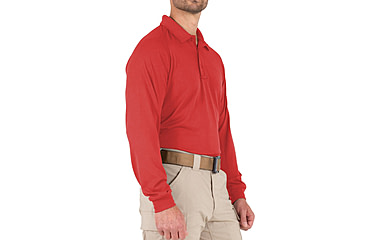 Image of First Tactical Performance Long Sleeve Polo - Mens, Regular, Red, 5XL, 111503-400-5XL-R