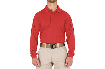 Image of First Tactical Performance Long Sleeve Polo - Mens, Regular, Red, 5XL, 111503-400-5XL-R