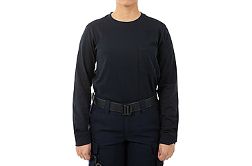 Image of First Tactical Tactix Cotton Long Sleeve T-Shirt w/Chest Pocket - Womens, Midnight Blue, Large, 121510-729-L