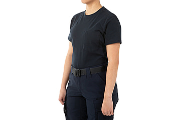 Image of First Tactical Tactix Cotton Short Sleeve T-Shirt w/Chest Pocket - Womens, Midnight Blue, Large, 122521-729-L