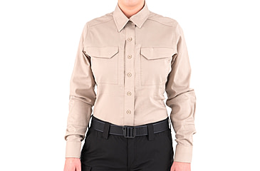 Image of First Tactical V2 Tactical Long Sleeve Shirt - Womens, Khaki, Large, R, 121006-055-L-R