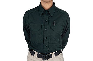 Image of First Tactical V2 Tactical Long Sleeve Shirt - Womens, Spruce Green, Large, 121006-812-L-R