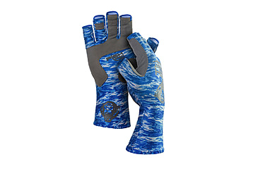Image of Fish Monkey Half Finger Guide Gloves, Blue Water Camo, M, FM11-BLWTRCAM-M