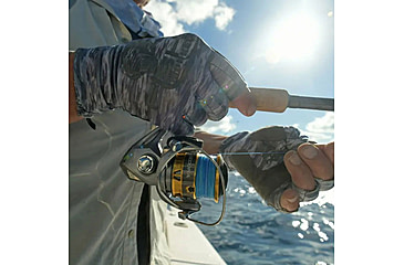 Image of Fish Monkey Half Finger Guide Gloves, Grey Water Camo, XL, FM11-GREYWTRCAM-XL