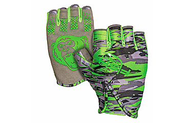 Image of Fish Monkey Stubby Guide Gloves, Voodoo Swamp Neon Green, L, FM18-VSG-L