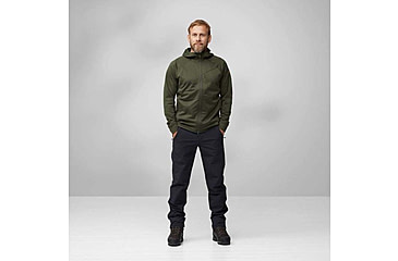 Image of Fjallraven Abisko Grid Fleece Hoodie - Mens, Deep Forest, Small, F12600228-662FR-S