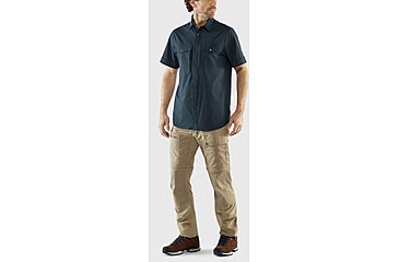 Image of Fjallraven Abisko Trekking Short Sleeve Shirt - Mens, Dark Navy, Small, F87939-555-S