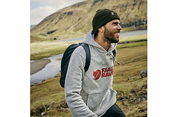 Image of Fjallraven Logo Hoodie - Mens, Grey-Melange, Large, F84144-020-999-L