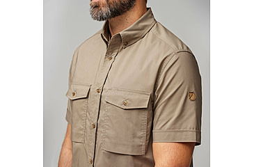 Image of Fjallraven Ovik Air Stretch Short Sleeve Shirt - Mens, Suede Brown, Small, F12600213-244-S
