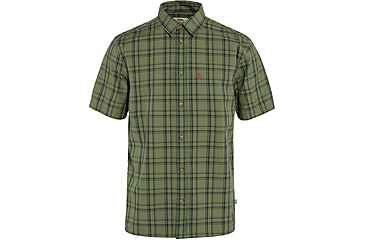 Image of Fjallraven Ovik Lite Short Sleeve Shirt - Mens, Green/Dark Navy, Extra Small, F87038-620-555-XS