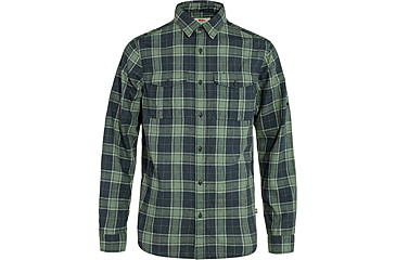 Image of Fjallraven Ovik Travel Long Sleeve Shirt - Mens, Dark Navy/Patina Green, Large, F87208-555-614-L