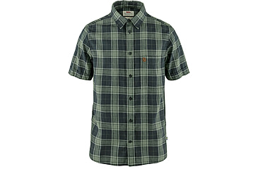 Image of Fjallraven Ovik Travel Short Sleeve Shirt - Mens, Dark Navy/Patina Green, 2XL, F87039-555-614-XXL