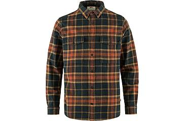 Image of Fjallraven Ovik Twill Shirt - Mens, Autumn Leaf/Dark Navy, Medium, F81478-215-555-M