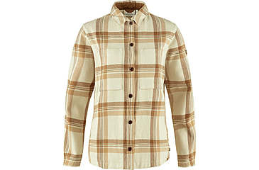 Image of Fjallraven Singi Flannel Overshirt - Womens, Chalk White/Dune Beige, Small, F86986-113-196-S