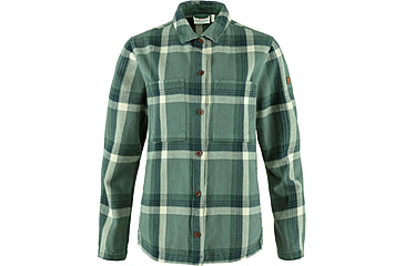 Image of Fjallraven Singi Flannel Overshirt - Womens, Patina Green/Deep Patina, Extra Large, F86986-614-679-XL