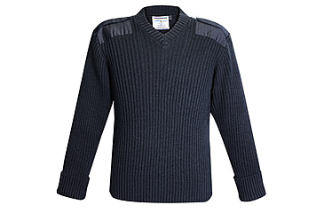 Image of Flying Cross Command Acrylic Wool Rib Knit V-Neck Sweater - Men's, Large, Black, 70010LARGENA