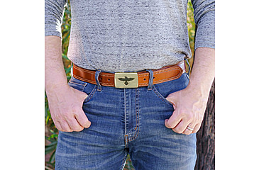 Image of Galco SB32 1 1/2in Gunsite Raven Flat Back Buckle Holster Belt, Tan, 42in, SB32-42