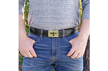 Image of Galco SB32 1 1/2in Gunsite Raven Flat Back Buckle Holster Belt, Black, 32in, SB32-32B