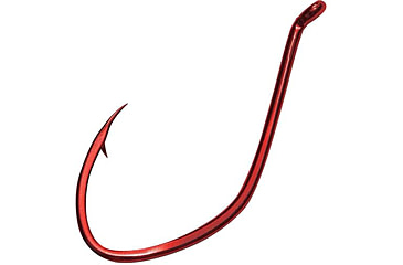 Image of Gamakatsu Big River Bait Hook, Needle Point, Wide Gap, Offset, All Purpose, Up Eye, Red, Size 4/0, 6 per Pack, 225314